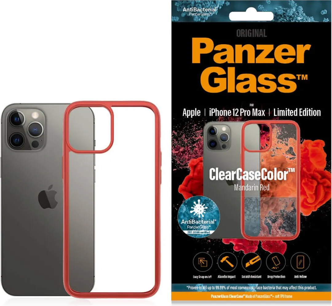 PanzerGlass ClearCaseColor PZ-0281 iPhone 12 Pro Max Hoesje - Mandarin Red - afbeelding 6 van 6