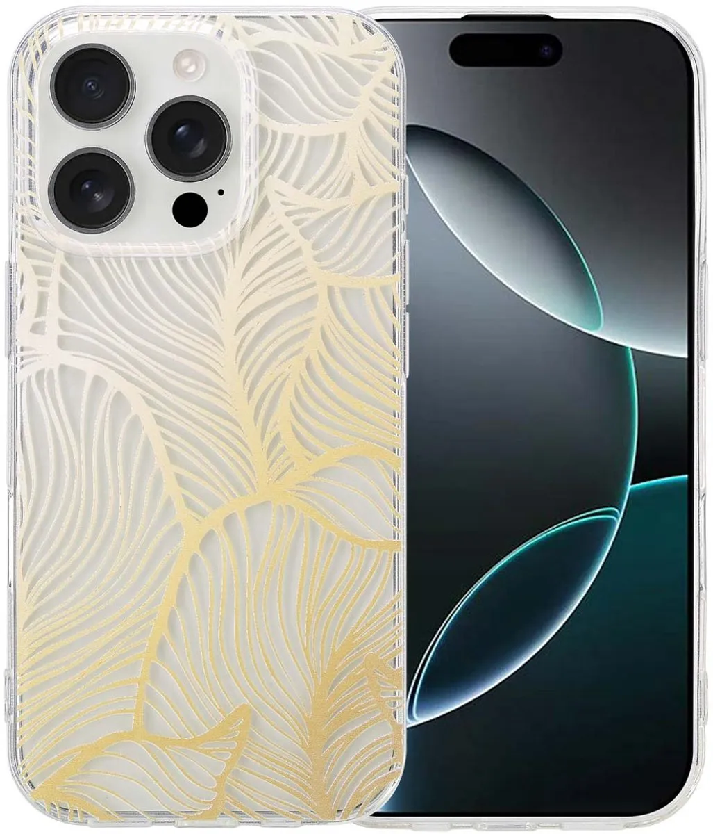 Imoshion iPhone 16 Pro Hoesje Golden Leaves Transparant