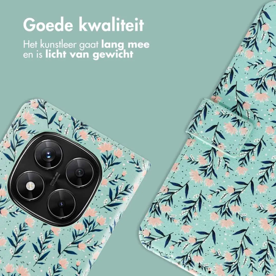 Imoshion Hoesje Xiaomi Redmi Note 14 Pro Plus 5G - Blue Flowers - 3 Pasjes