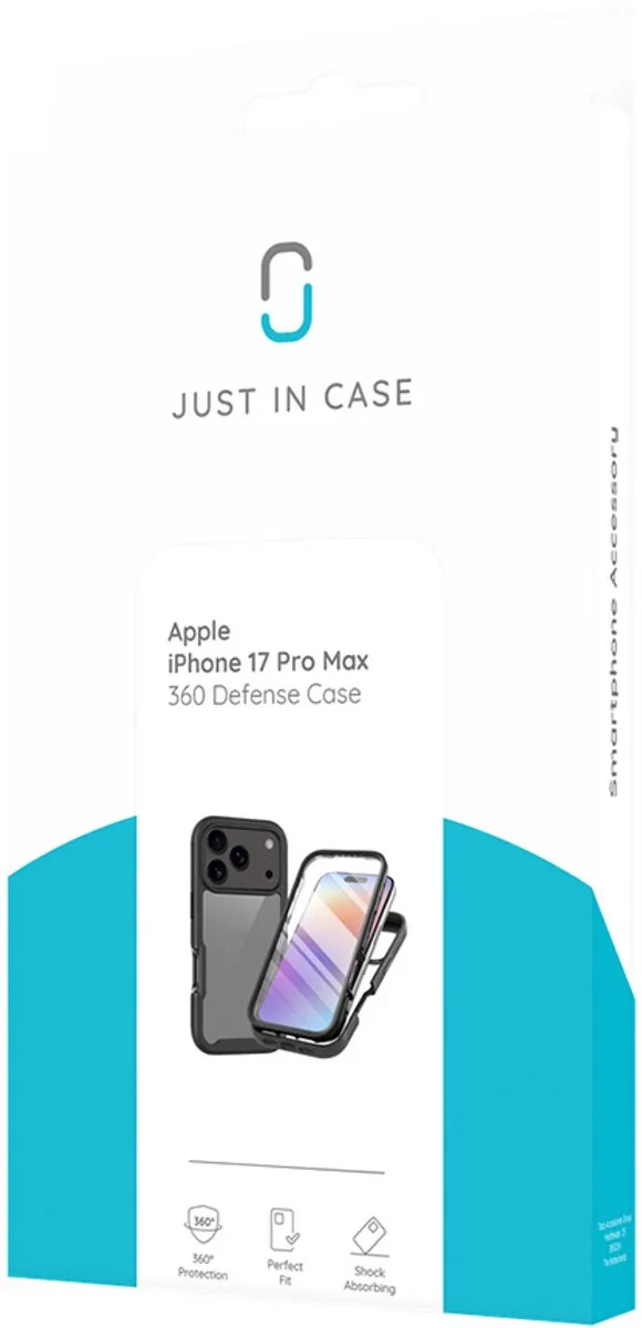 Just in Case Cazy MAP2763DC1 iPhone 17 Pro Max Hoesje - 360° Full Protection - Zwart