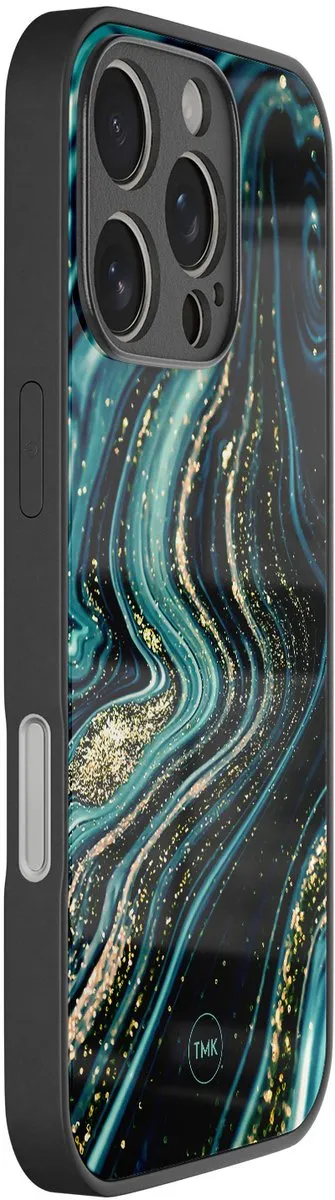 Casevibes iPhone 16 Pro Hoesje - Blauw Marmer - TPU Glossy