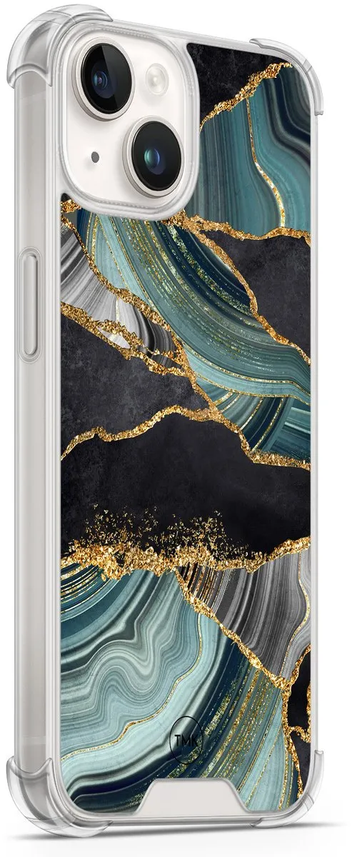 Casevibes iPhone 14 Shockproof Hoesje - Marble Jade Stone - A/i14/S/017