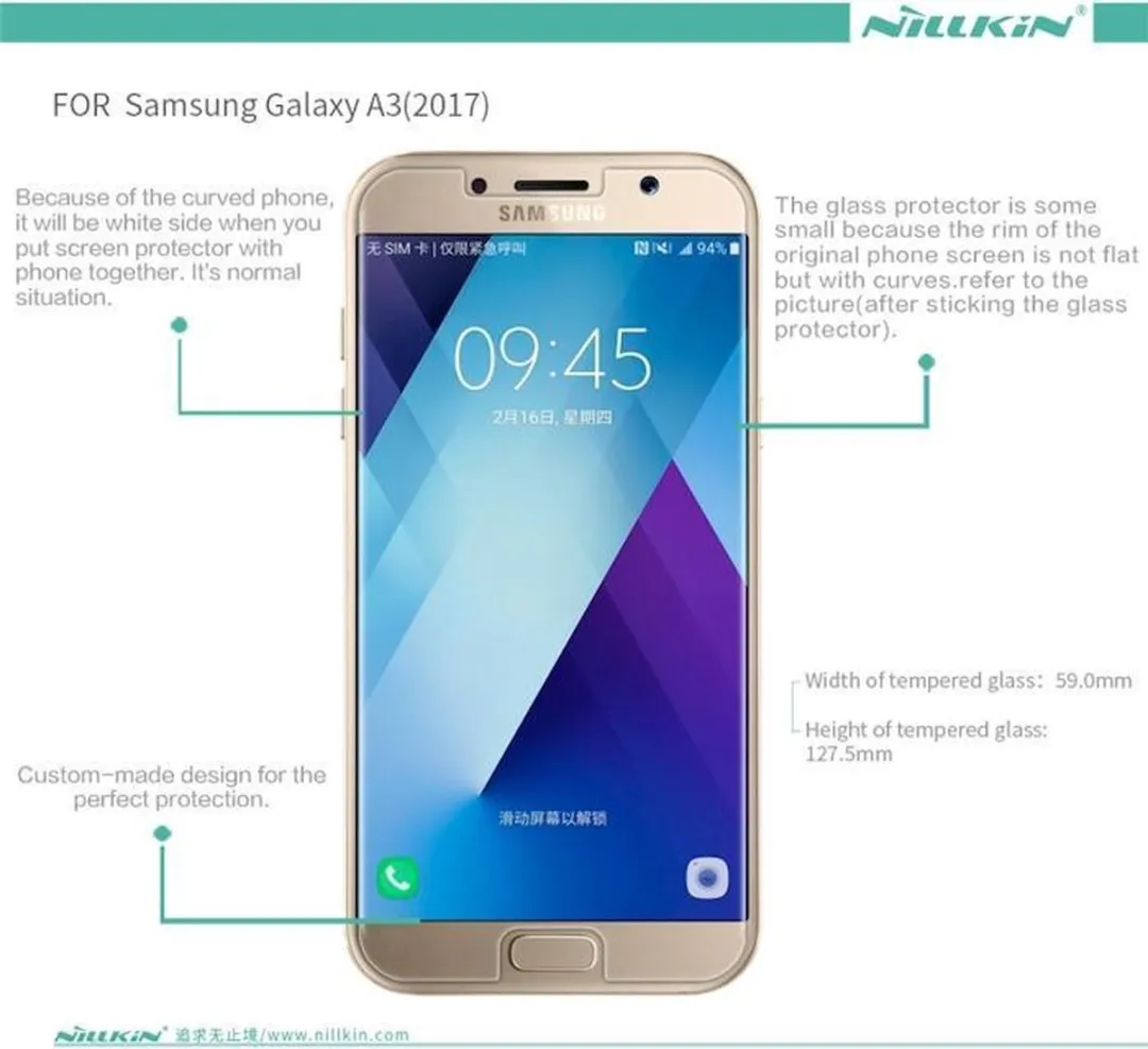 Nillkin DisplayFolio Tempered Glass 9H Samsung Galaxy A3 (2017) - afbeelding 2 van 6