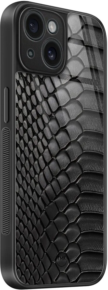Casevibes iPhone 15 Hoesje - Zwart - Slangenprint