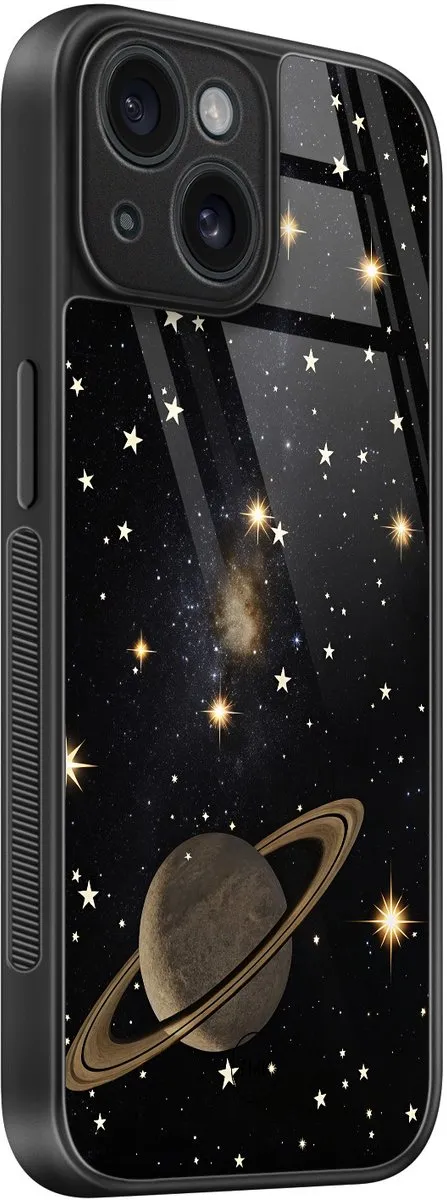 Casevibes iPhone 15 Hoesje - Zwart - Space - TPU Luxe