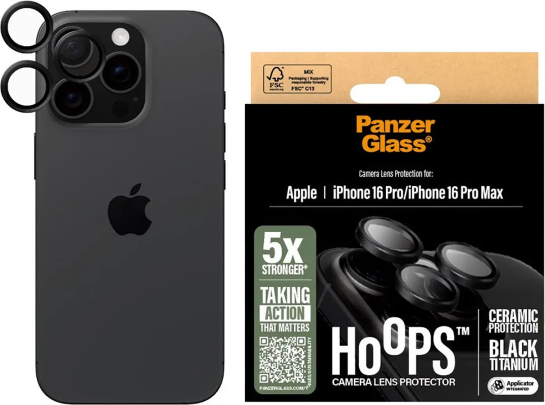PanzerGlass Ceramic Hoops iPhone 16 Pro Camera Lens Protector - Case Friendly