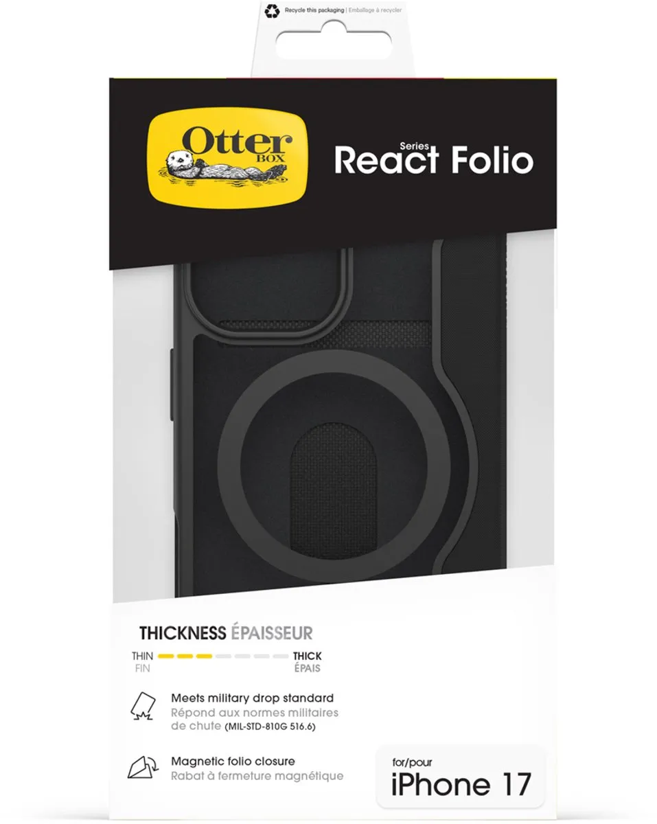OtterBox React Folio 77-98586 - iPhone 17 Hoesje - Zwart/Transparant - afbeelding 6 van 6