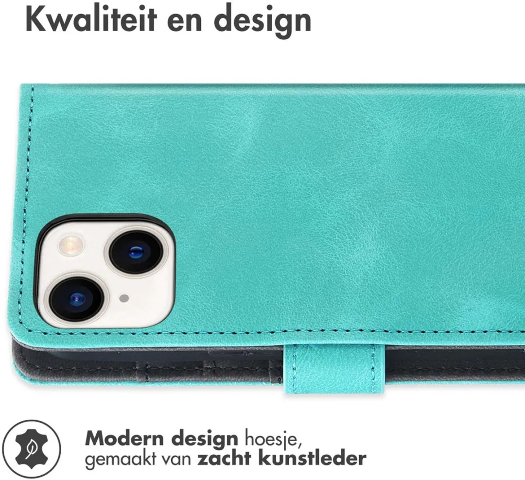 Imoshion iPhone 15 Bookcase Hoesje - 3 Pasjes - Turquoise