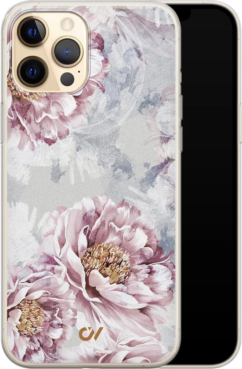 Casevibes iPhone 12 Hoesje Floral Print - Beige
