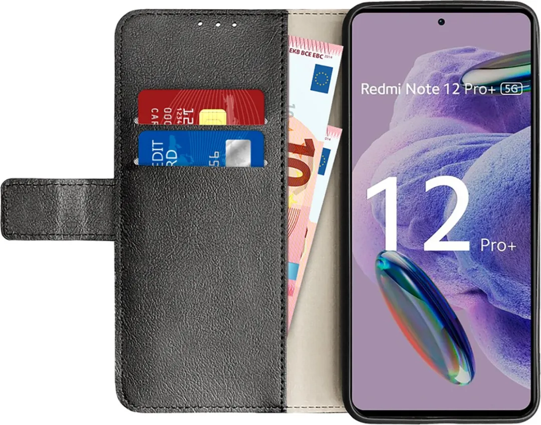 Just in Case Cazy Bookcase Classic Hoesje Xiaomi Redmi Note 12 Pro+ - 2 Pasjes - Zwart - afbeelding 5 van 6