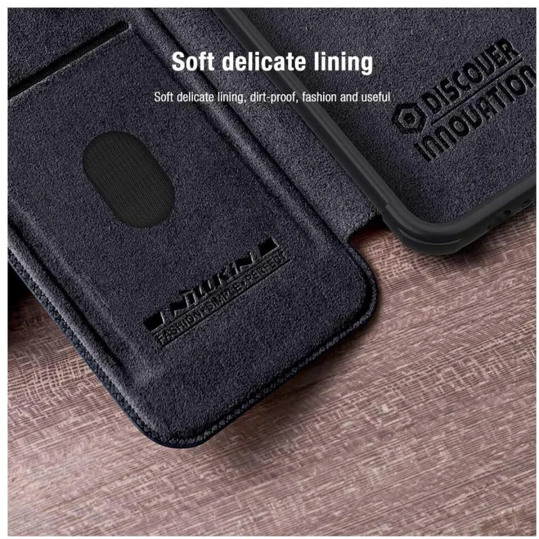 Nillkin Qin Pro Hoesje iPhone 15 Plus - 2 Pasjes - Zwart
