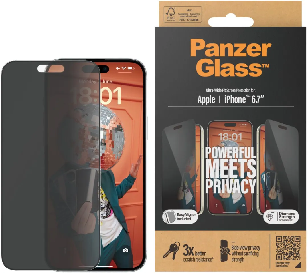 PanzerGlass Ultra-Wide Fit iPhone 15 Plus Privacy Schermbeschermer