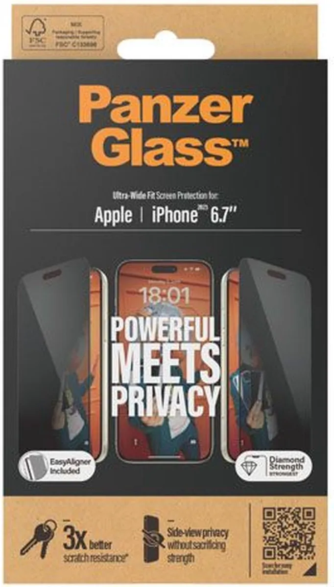 PanzerGlass Ultra-Wide Fit iPhone 15 Plus Privacy Schermbeschermer