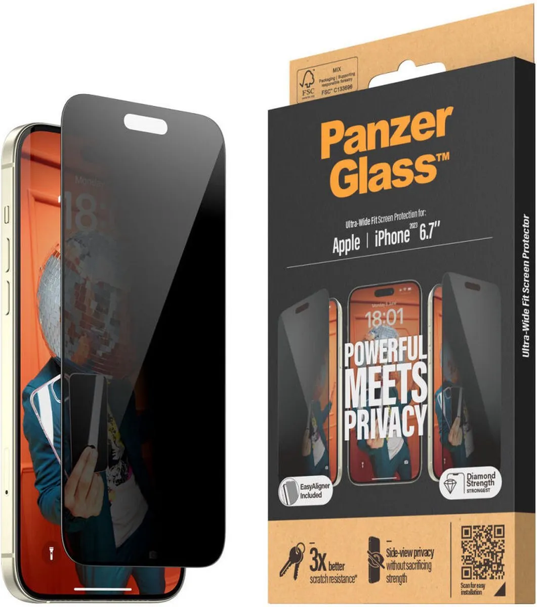 PanzerGlass Ultra-Wide Fit iPhone 15 Plus Privacy Schermbeschermer
