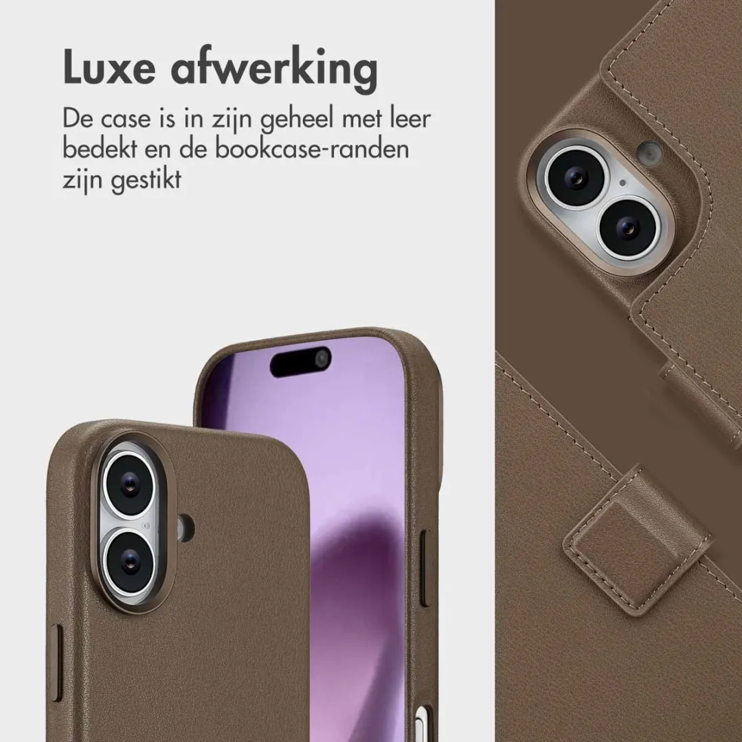 Accezz iPhone 17 Hoesje - Leather Bookcase 2-in-1 - Bruin