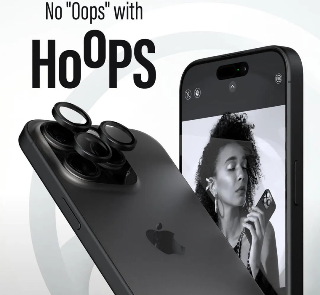 PanzerGlass Optical Hoop Rings iPhone 15 Pro/Pro Max Camera Lens Protector - Titanium Zwart