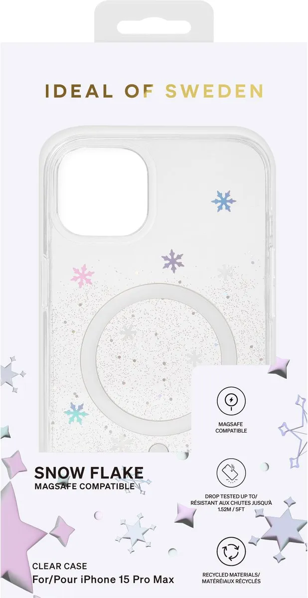 iDeal of Sweden Clear Case Premium MagSafe iPhone 15 Pro Max - Snow Flake - afbeelding 4 van 5