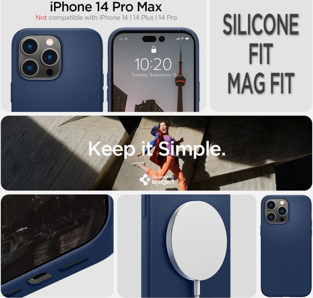 Spigen Silicone Fit ACS04847 Hoesje - iPhone 14 Pro Max - Blauw