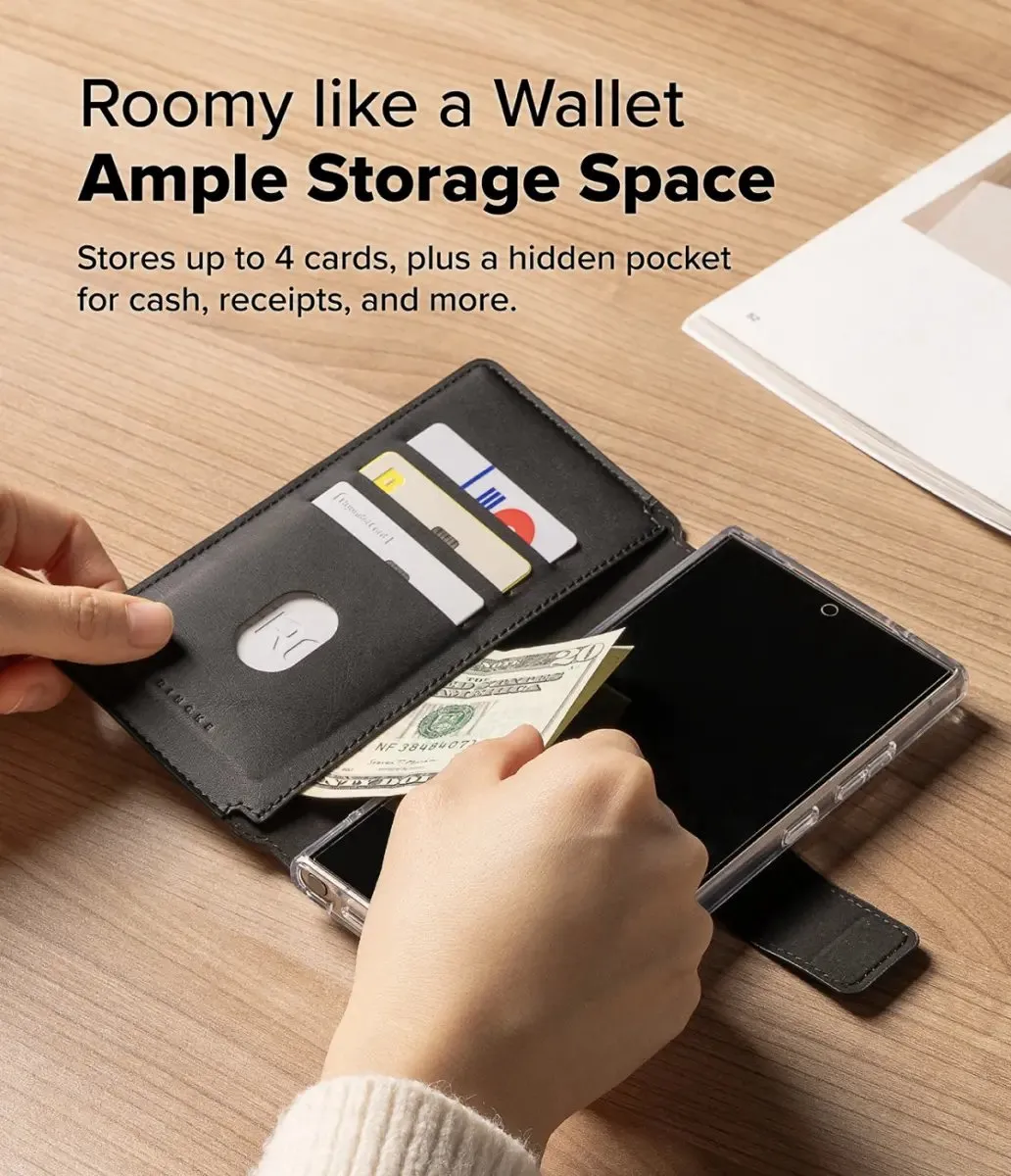 Ringke Folio Grip Wallet Hoesje - Samsung Galaxy S25 Ultra - Zwart - afbeelding 6 van 6