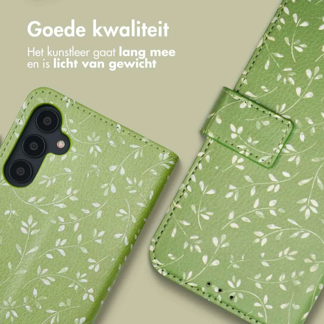 Imoshion Galaxy A54 Hoesje Green Flowers - 3 Pasjes