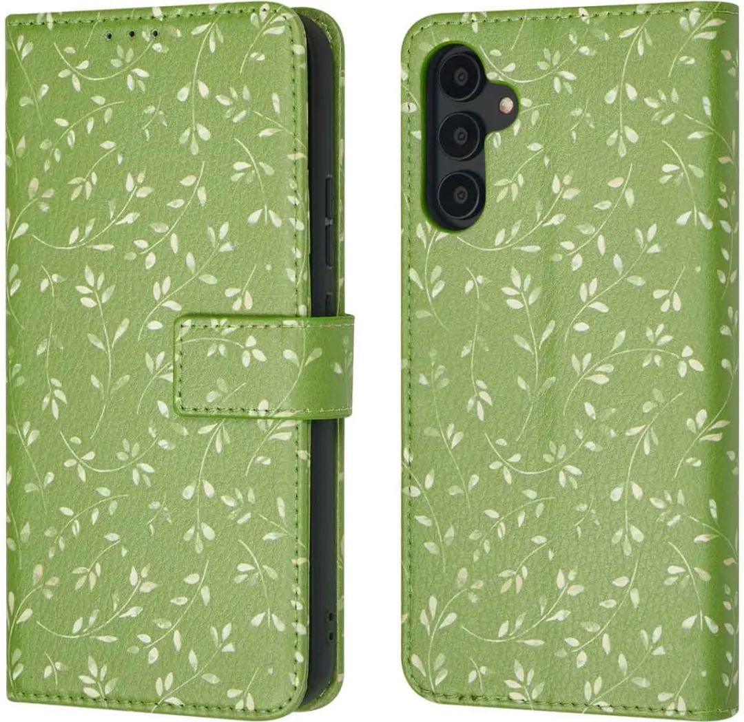 Imoshion Galaxy A54 Hoesje Green Flowers - 3 Pasjes