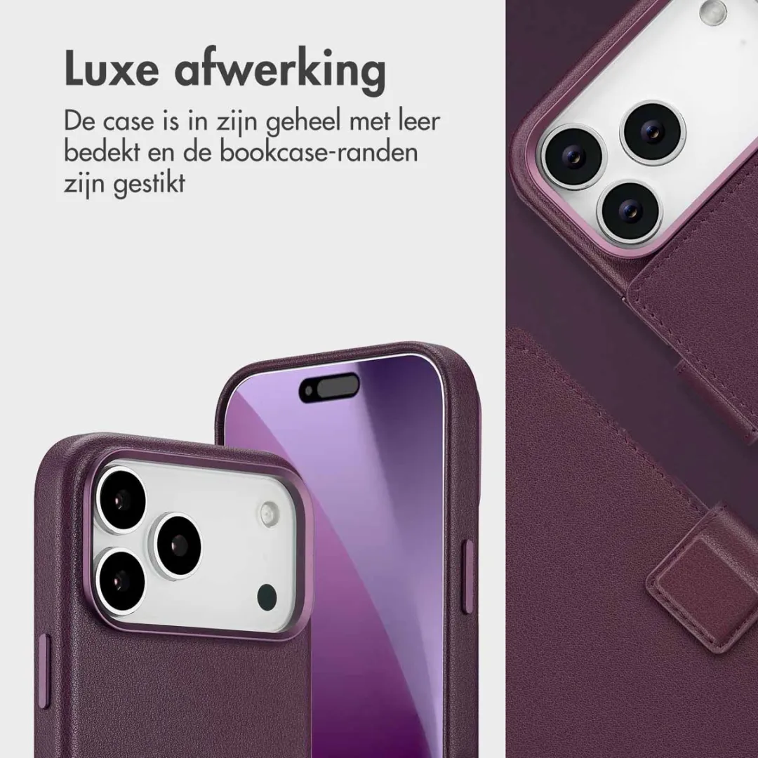Accezz Hoesje iPhone 17 Pro Max - Leather Bookcase 2-in-1 - Heath Purple