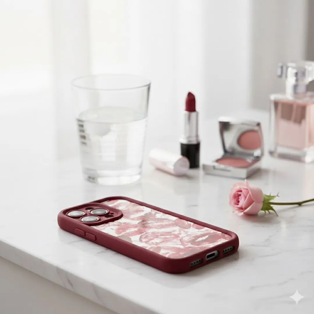 NUVEX iPhone 17 Air Hoesje - Bordeaux Rood - Lippenprint