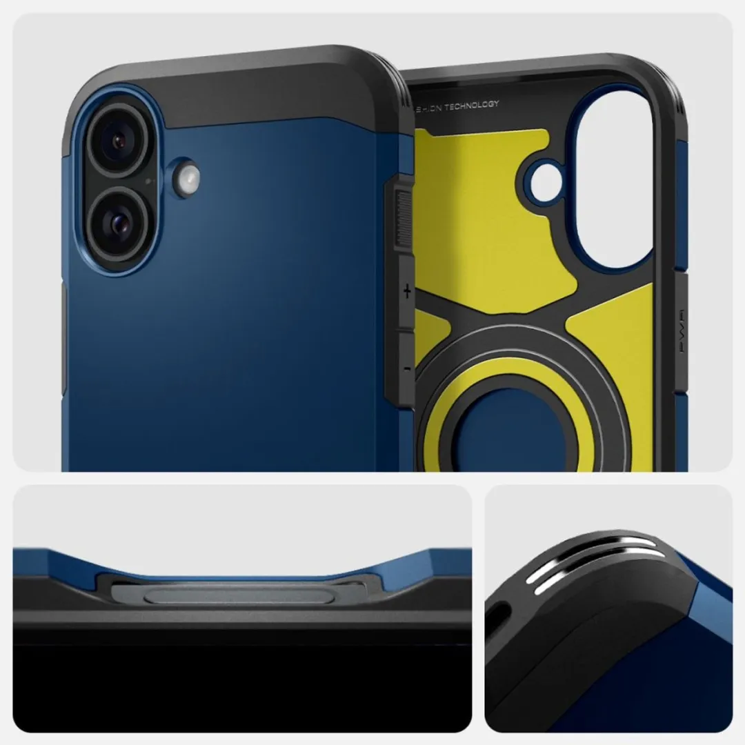 Spigen Tough Armor Hoesje iPhone 16 - Blauw - MagSafe