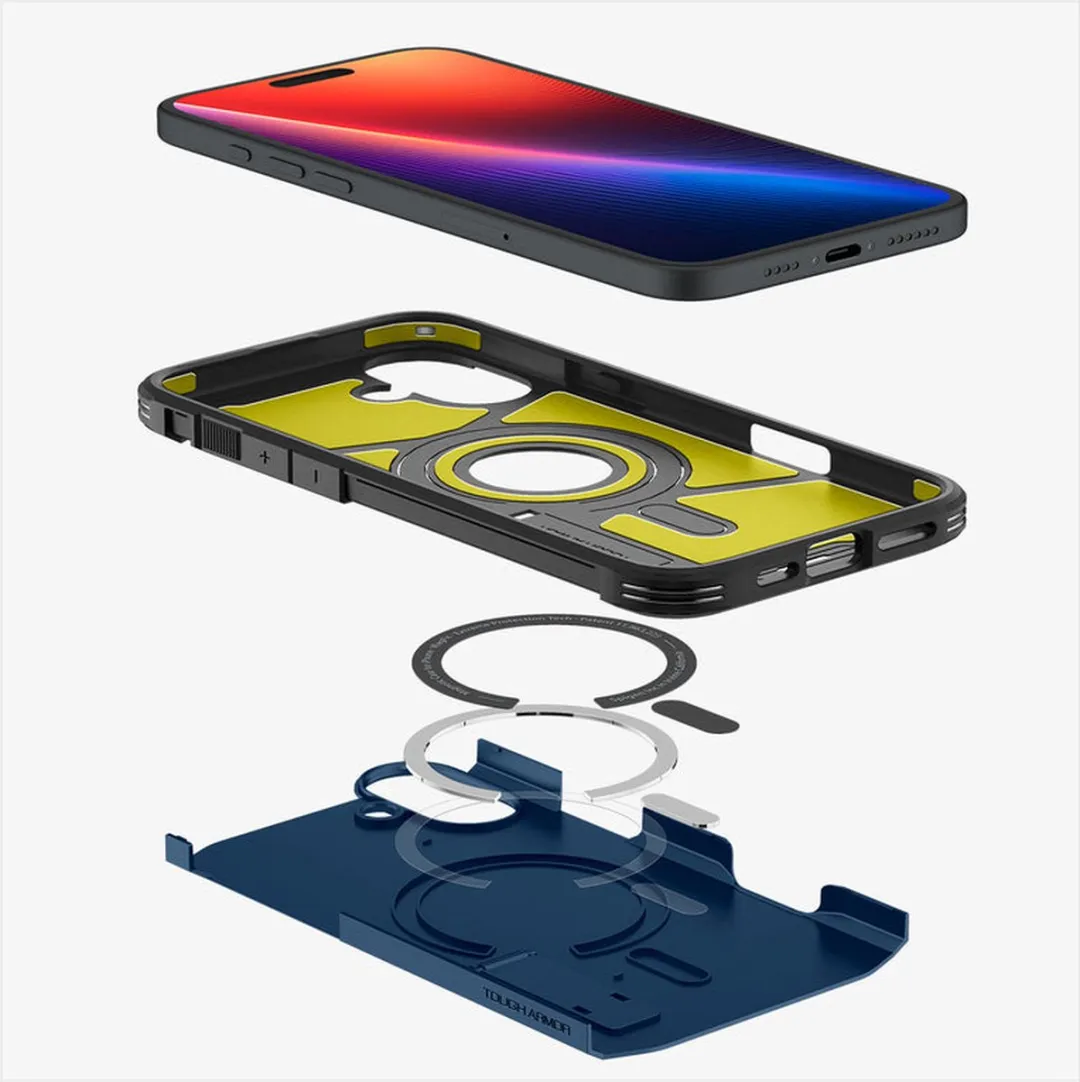 Spigen Tough Armor Hoesje iPhone 16 - Blauw - MagSafe