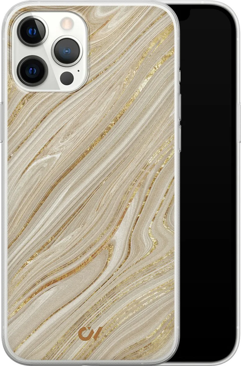 Casevibes iPhone 12 Pro Max Hoesje Golden Marble - Goud