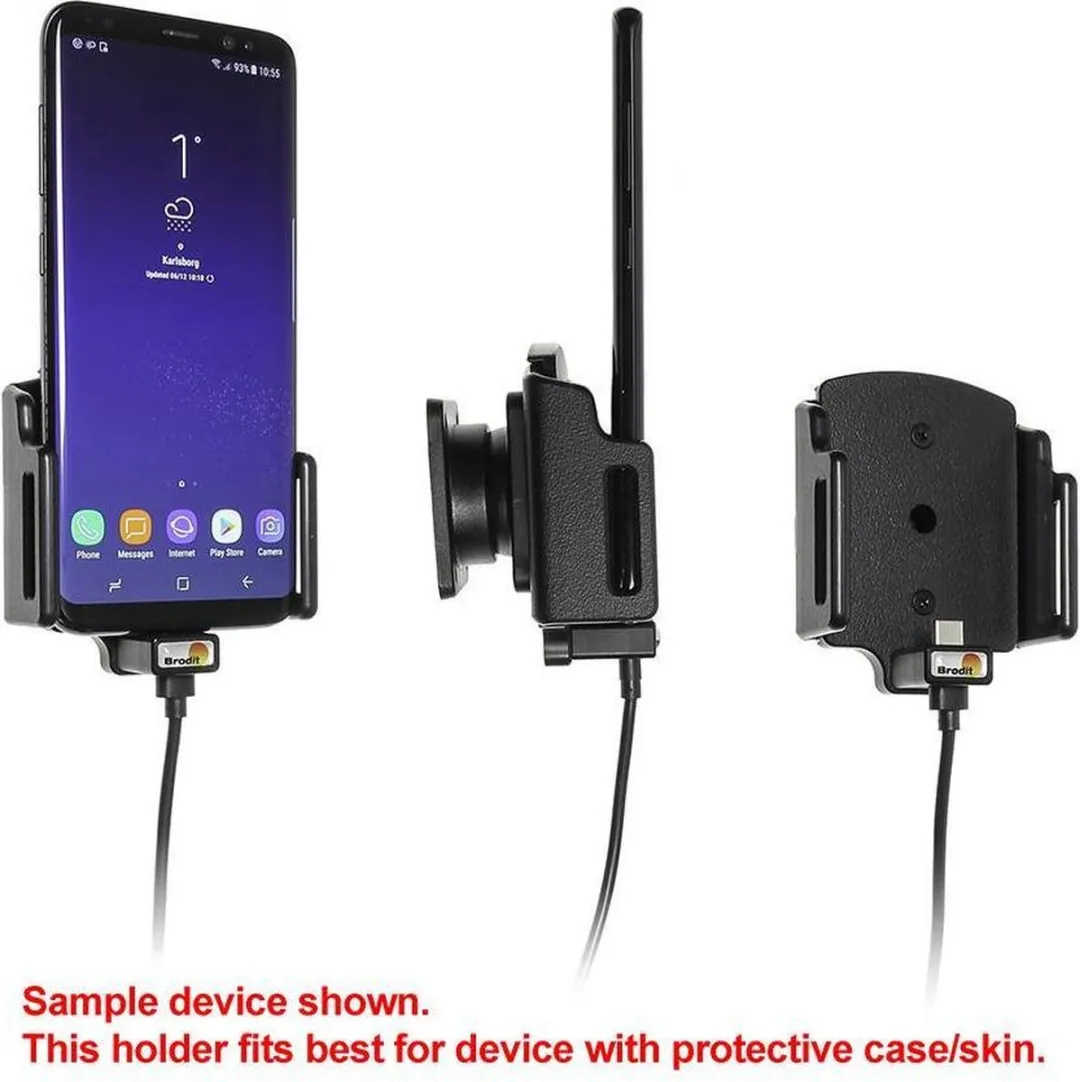 Brodit 521840 Smartphone Houder-Lader - Universeel 62-77mm - USB-C - Zwart