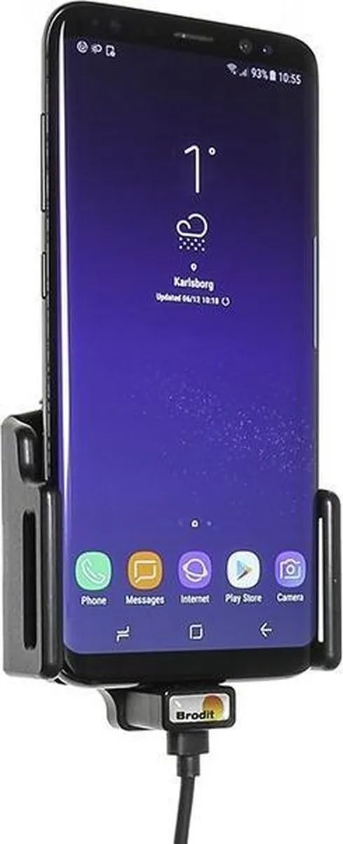 Brodit 521840 Smartphone Houder-Lader - Universeel 62-77mm - USB-C - Zwart
