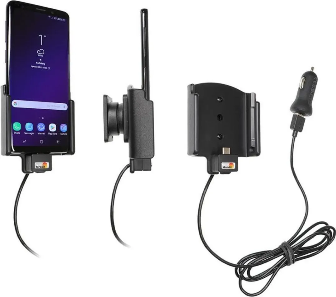 Brodit Samsung Galaxy S9 Actieve Houder - Zwart - 12V USB