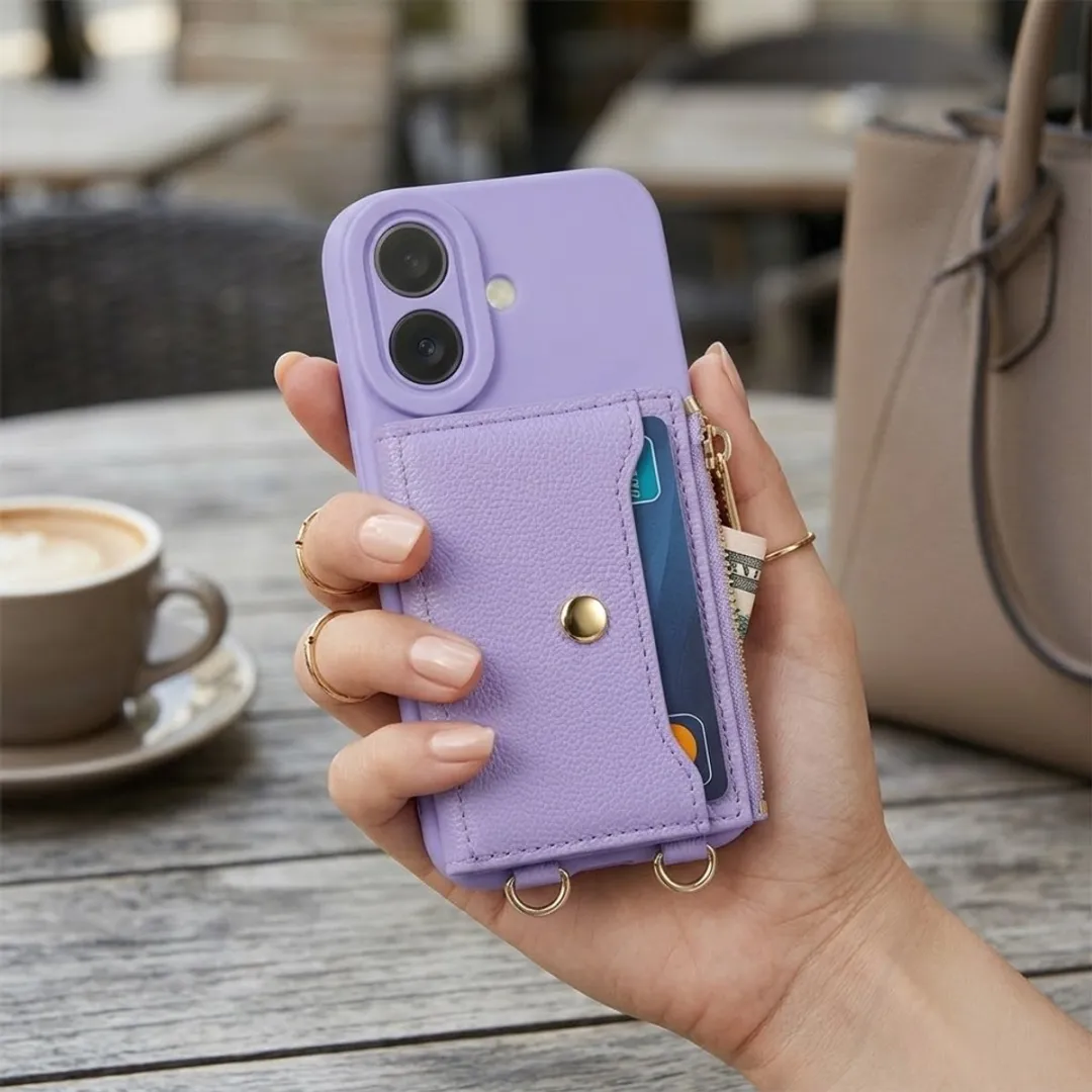 NUVEX iPhone 16 Paarse Portemonneehoes - Kunstleer - Met pasjeshouder