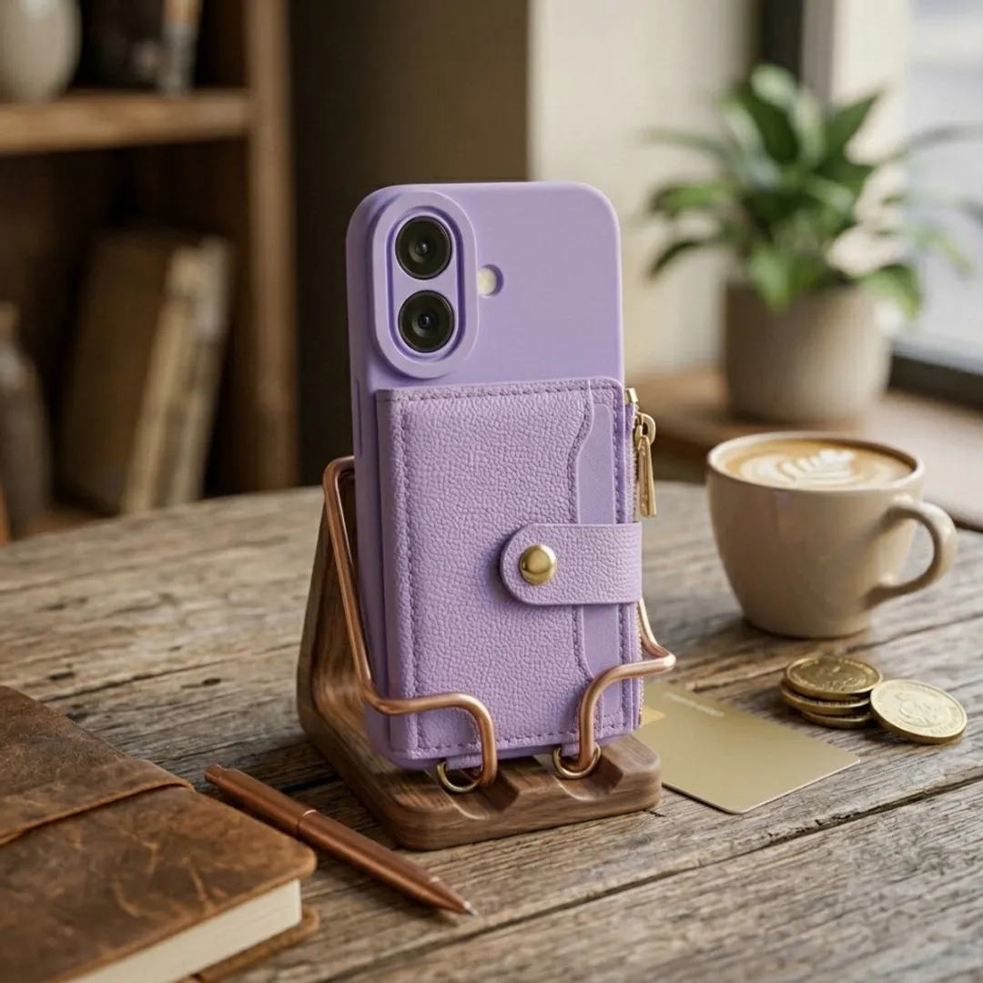 NUVEX iPhone 16 Paarse Portemonneehoes - Kunstleer - Met pasjeshouder