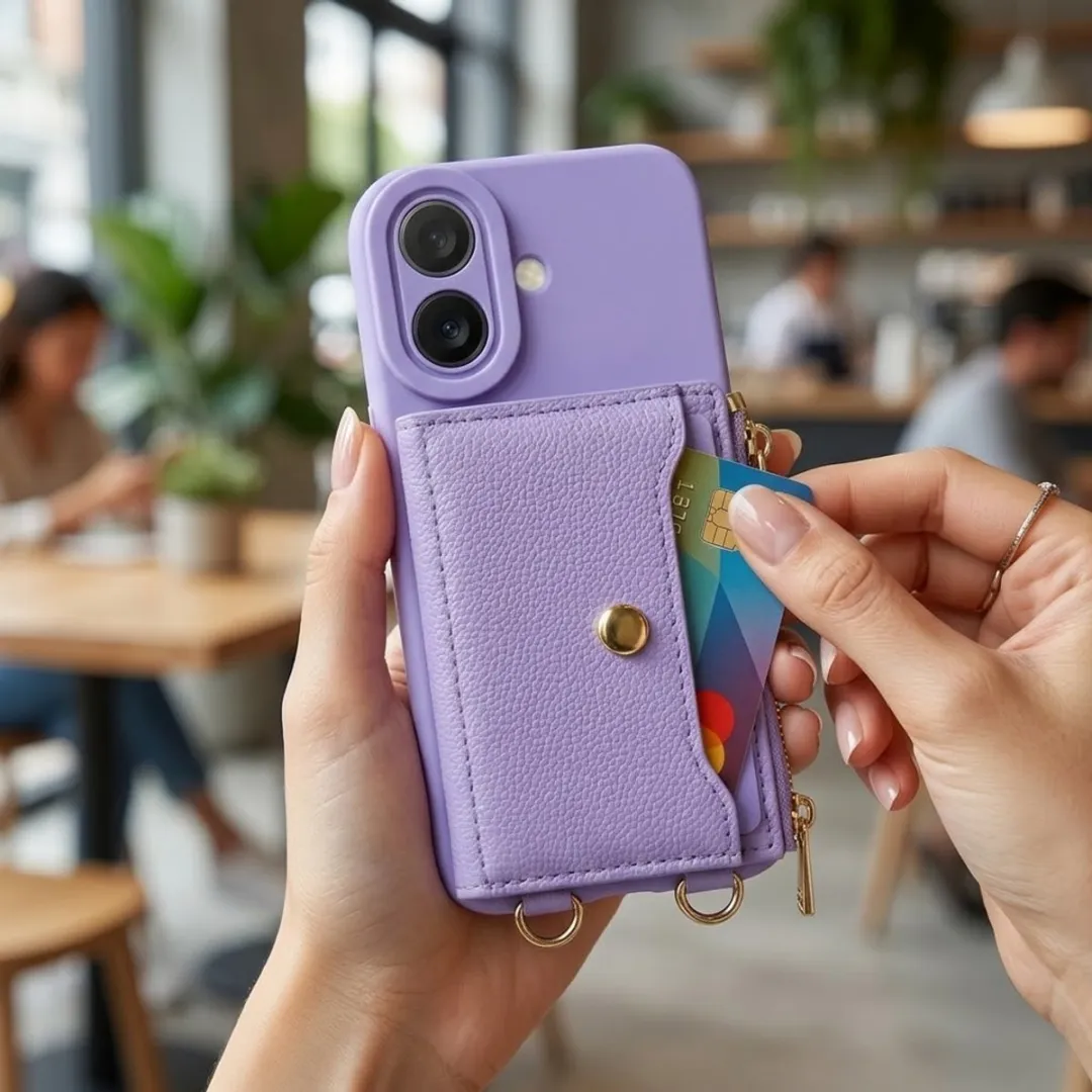 NUVEX iPhone 16 Paarse Portemonneehoes - Kunstleer - Met pasjeshouder