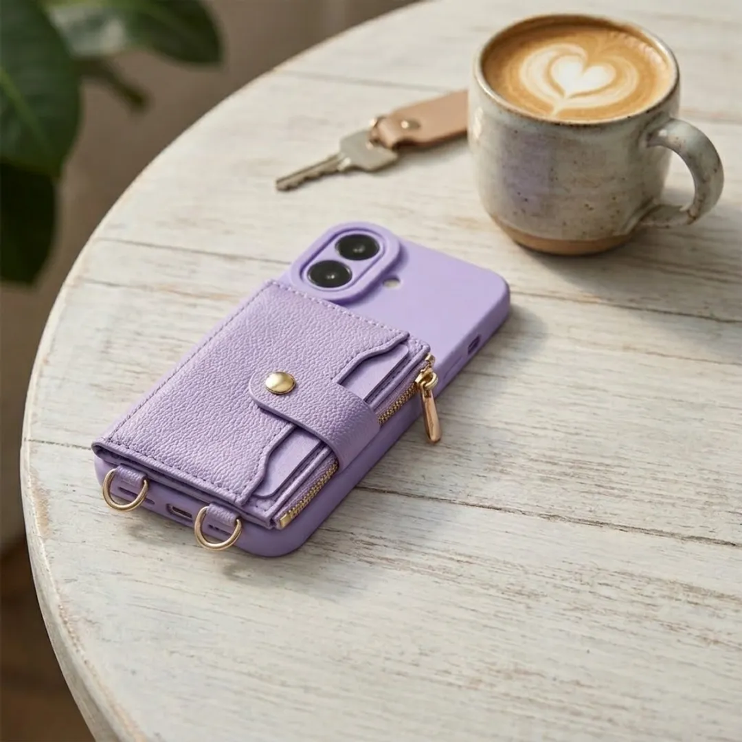 NUVEX iPhone 16 Paarse Portemonneehoes - Kunstleer - Met pasjeshouder