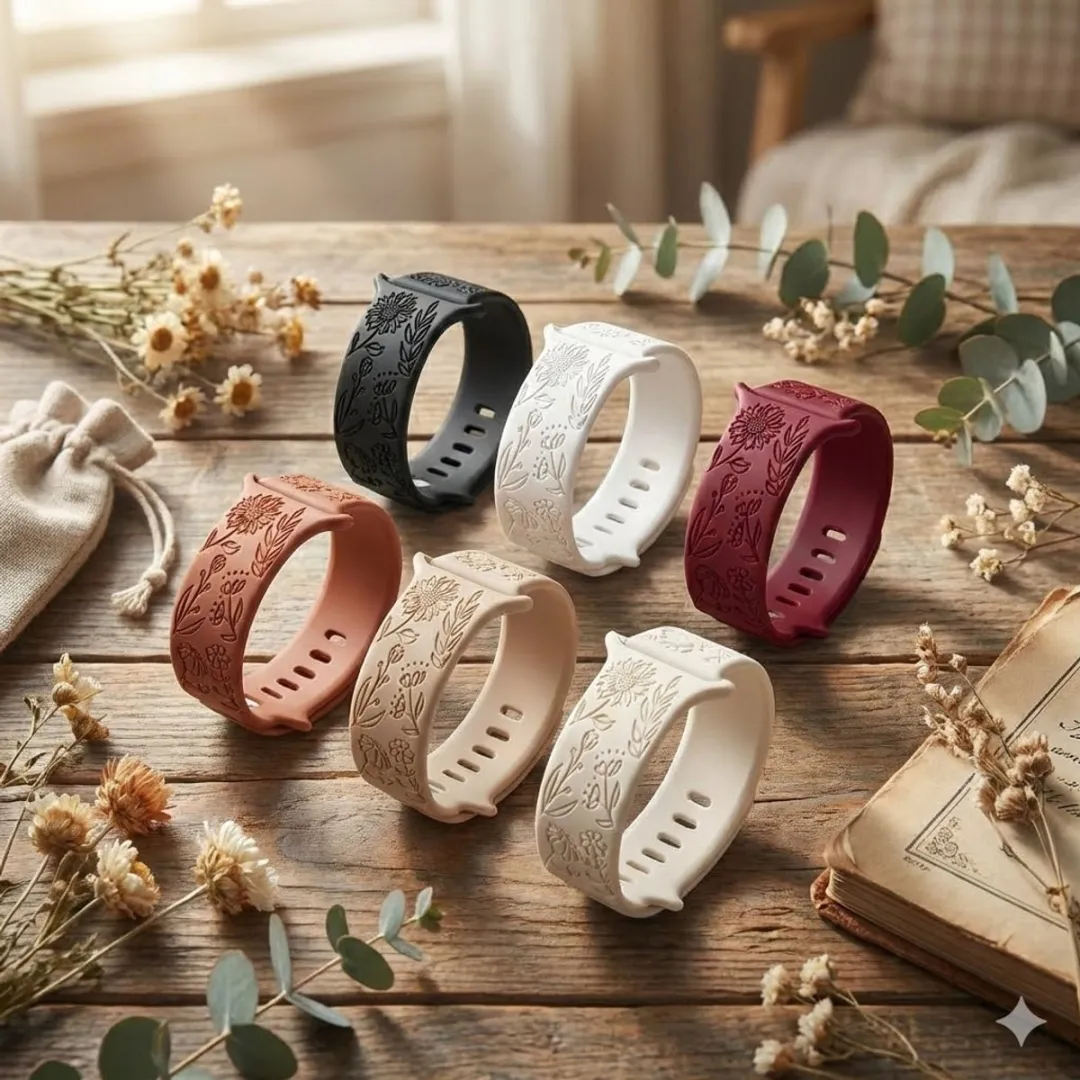 NUVEX Apple Watch Horlogebandjes Set - 6 Stuks - 38-41mm - Bloemen Gravure