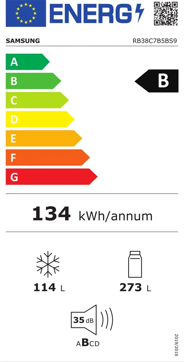 Samsung RB38C7B5BS9/EF Koel-vriescombinatie 387L - Zilver