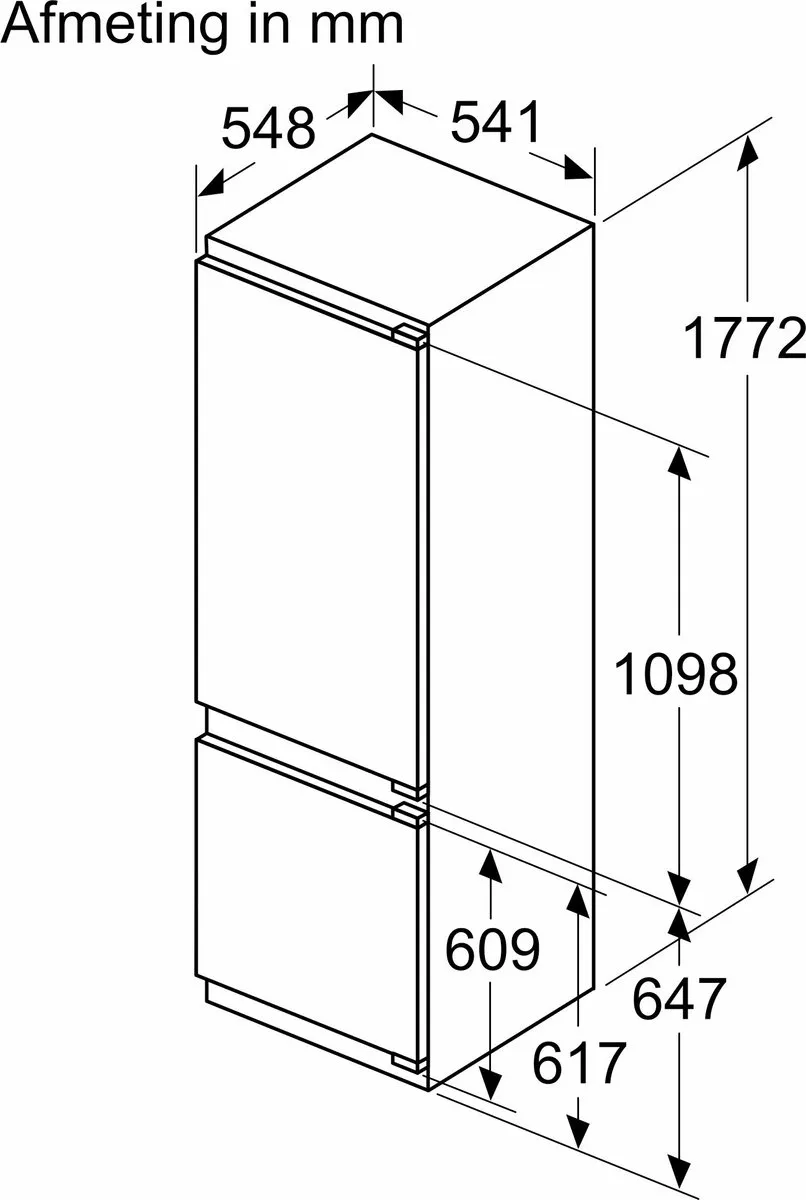 Bosch KIV87VFE0 Inbouw Koel-Vriescombinatie 270L - Wit