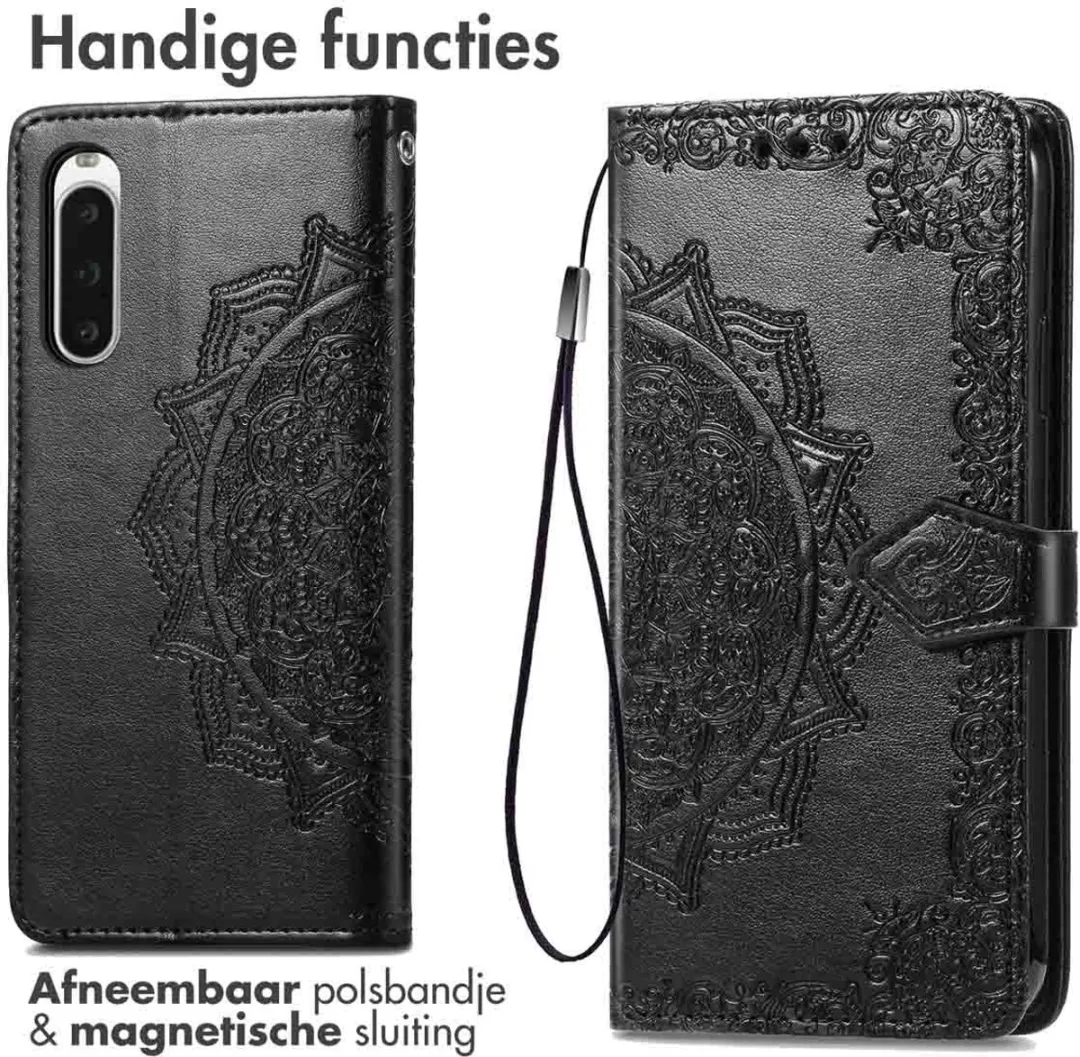 Imoshion Hoesje Sony Xperia 10 V Mandala Bookcase - 3 Pasjes - Zwart