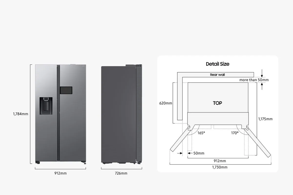 Samsung RS90F65EDT Amerikaanse Koelkast - 621L Vries/Vries 220L