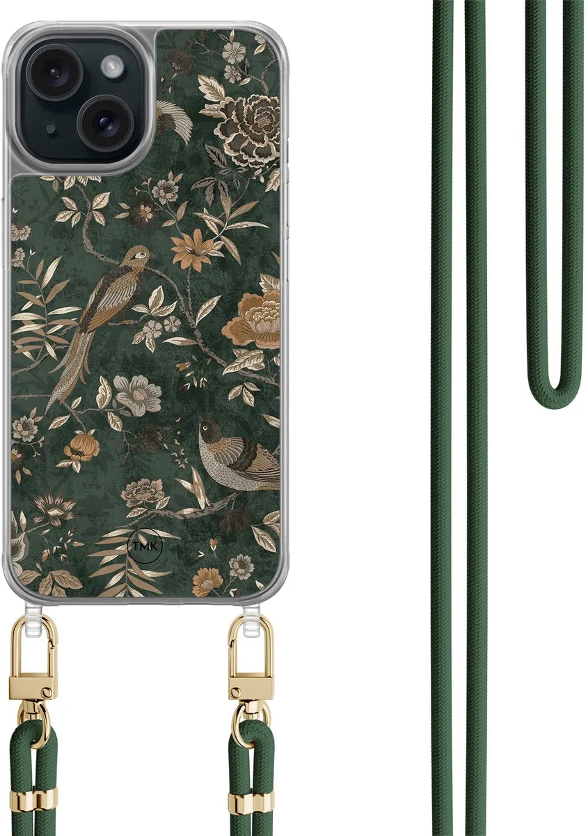 Casevibes Telefoonhoesje iPhone 15 Khaki Golden Flowers