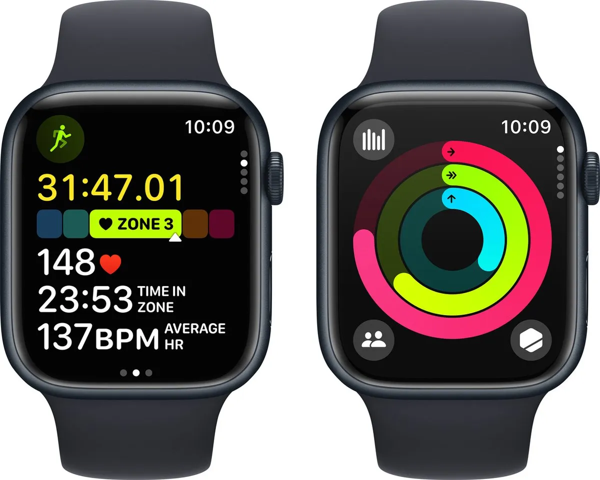 Apple Watch Series 9 GPS+Cellular 45mm Midnight Aluminium - Zwart