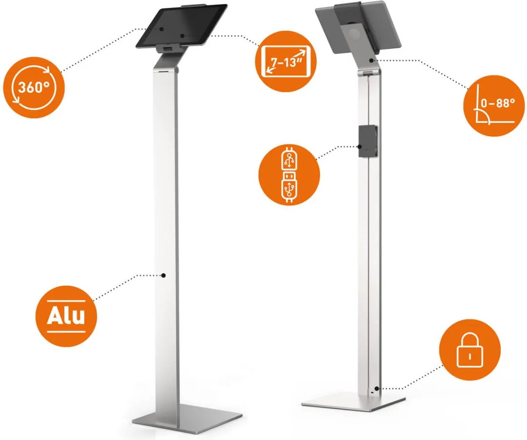 Durable Tabletvloerstandaard 33" - Zilver - Anti-diefstal