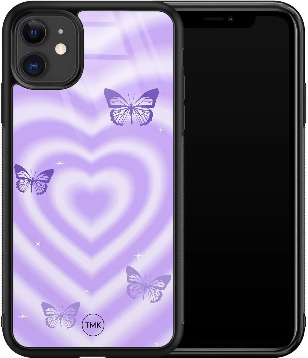 Casevibes iPhone 11 Hoesje - Vlinders Retro Paars - TPU