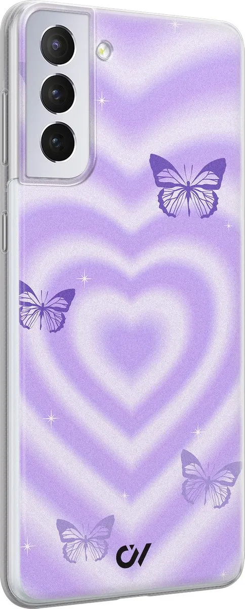 Casevibes Samsung Galaxy S21+ Hoesje - Paars - Retro Hart Vlinder
