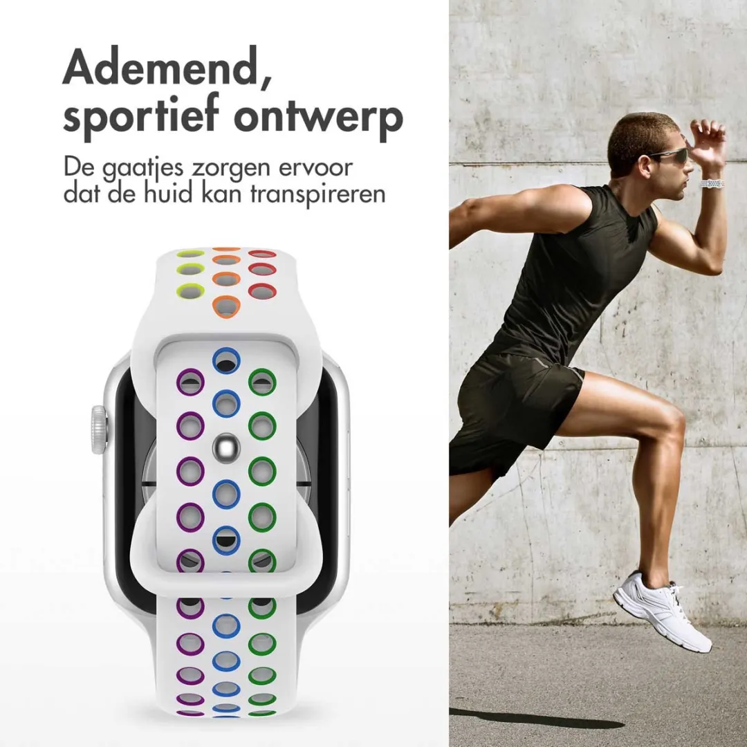 Imoshion Siliconen Sportband Apple Watch 44-49mm - White Rainbow