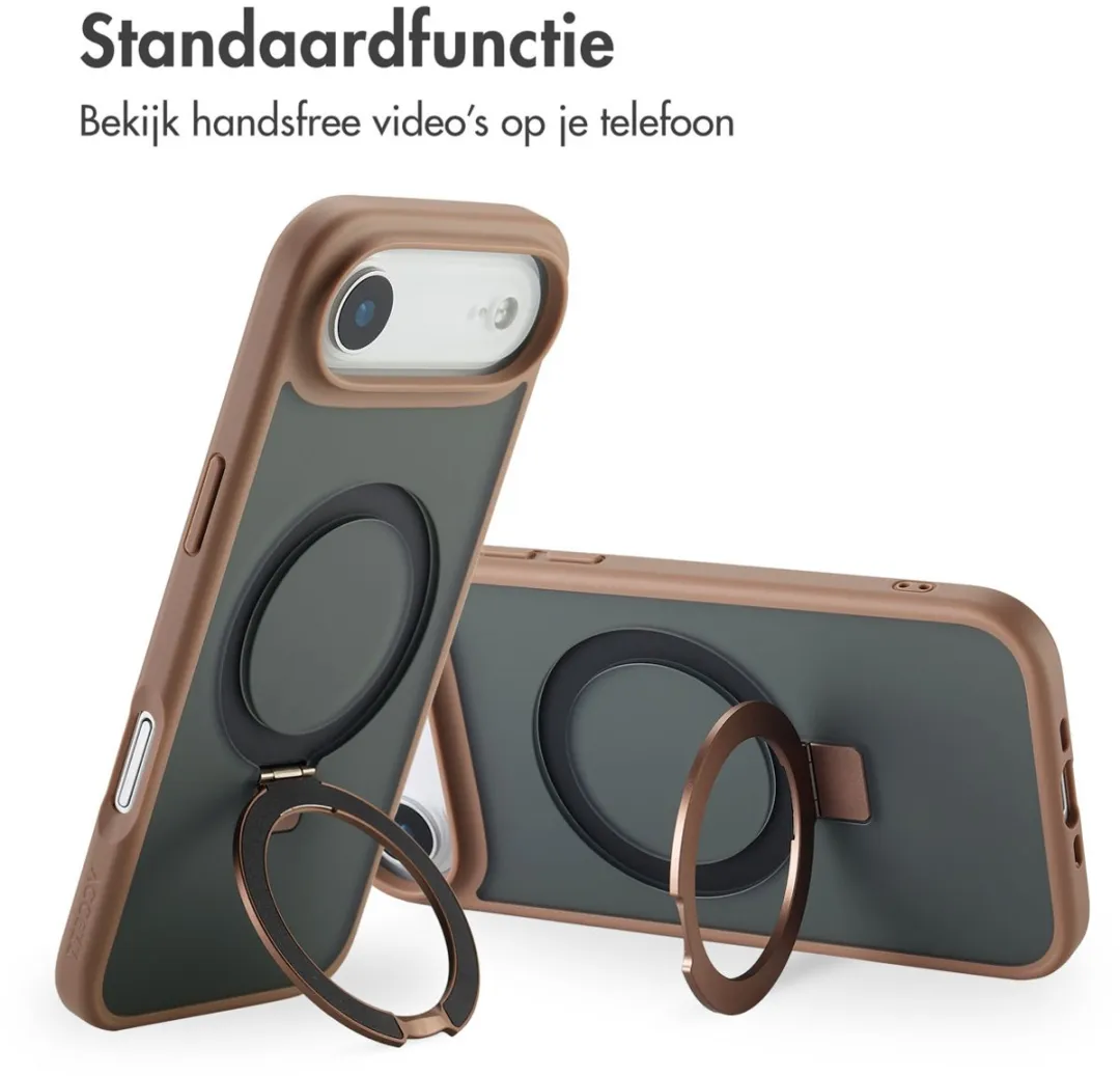 Accezz iPhone 17 Air Hoesje - MagSafe Ring Stand - Bruin