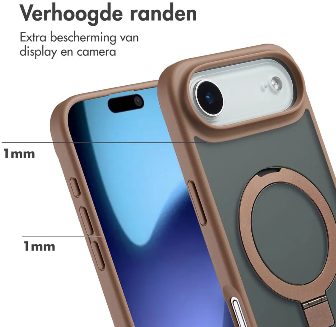 Accezz iPhone 17 Air Hoesje - MagSafe Ring Stand - Bruin